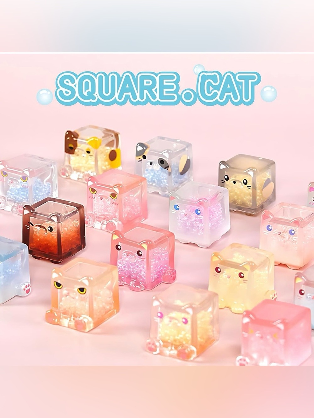 Choco Teddy Square Cats Ice Cube Fidget Toy Glow in the Dark Series Blind Box